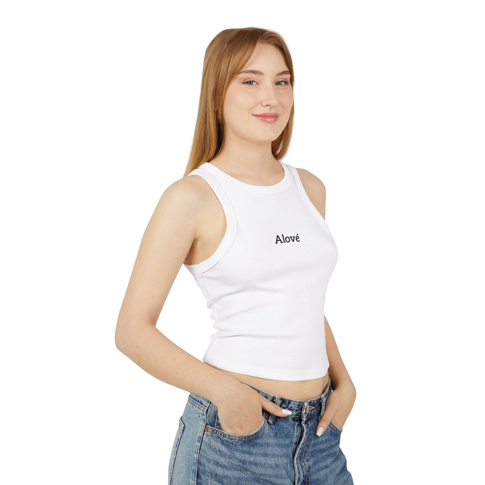 Copy of Alové Micro Rib Racer Tank Top — Minimal Monogram Cropped Tank