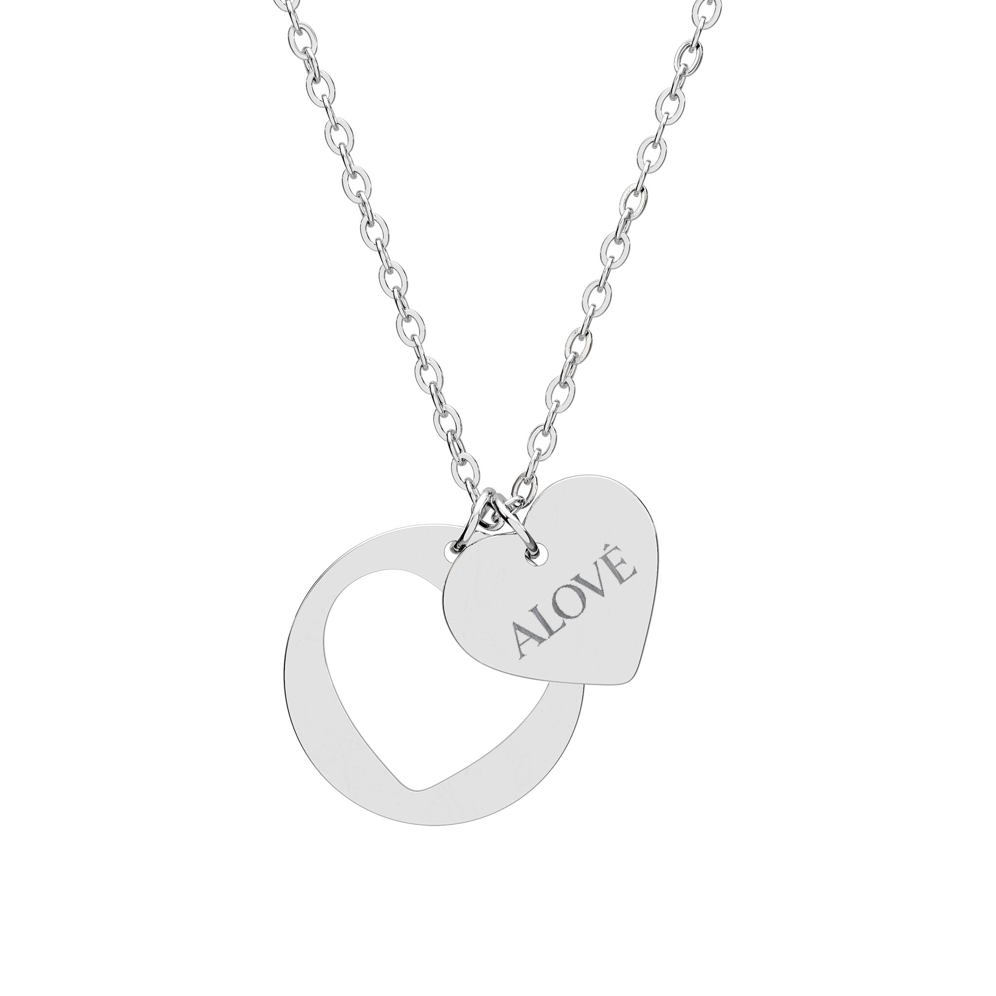 Engravable Heart Cutout Necklace — Personalized Silver Pendant Gift