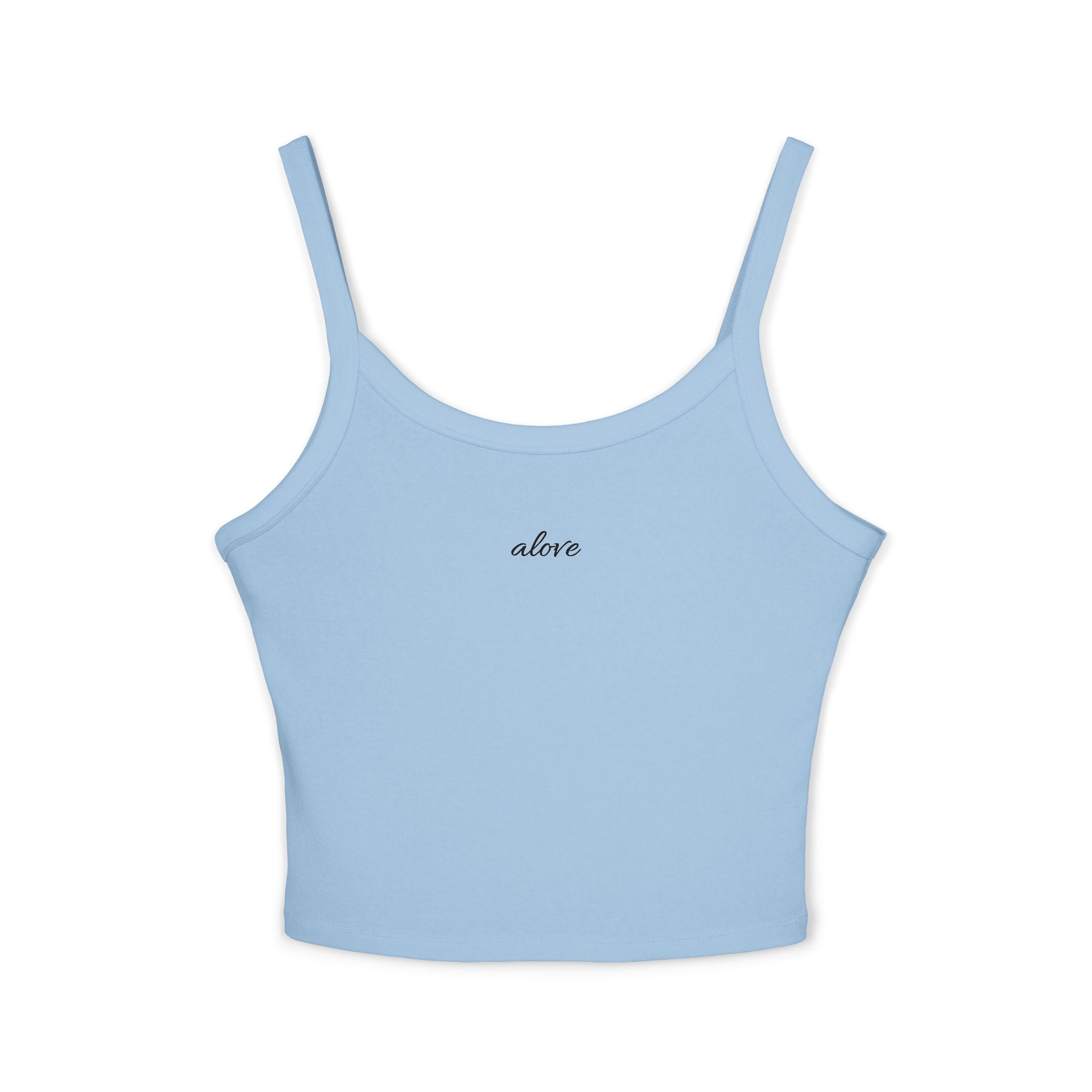QFF Spaghetti Strap Tank Top — Minimal Monogram Crop Top for Women