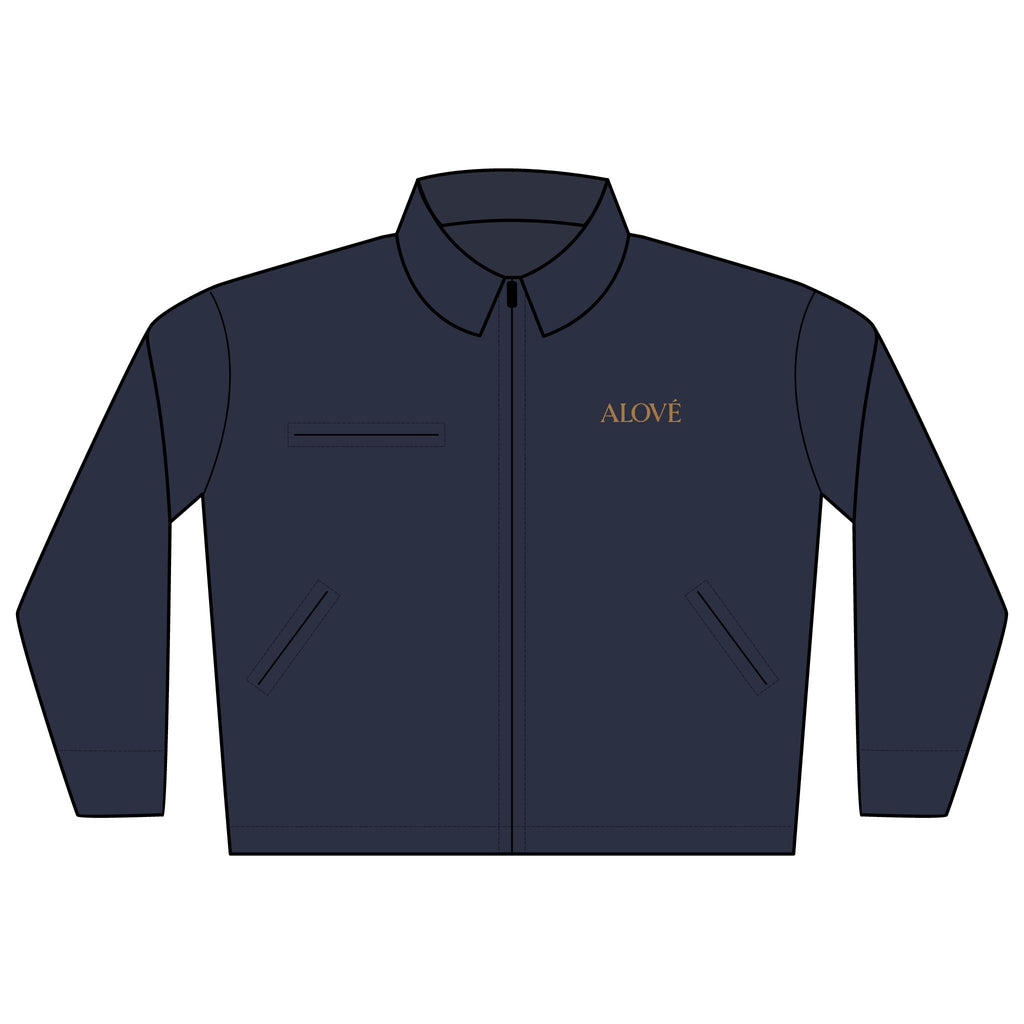 Embroidered Work Jacket — 'ALOVE' Chest Logo Duck Cloth Jacket