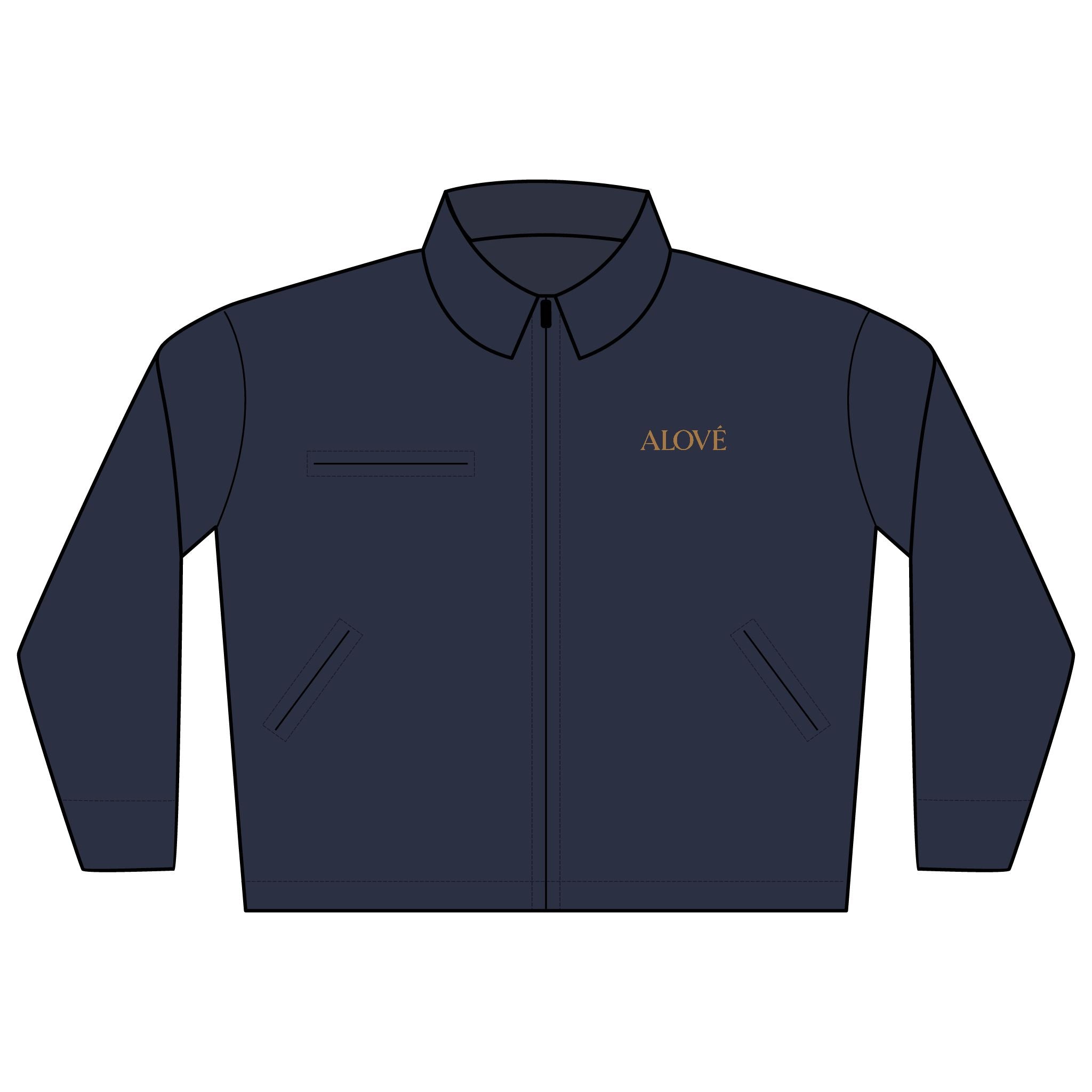 Embroidered Work Jacket — 'ALOVE' Chest Logo Duck Cloth Jacket