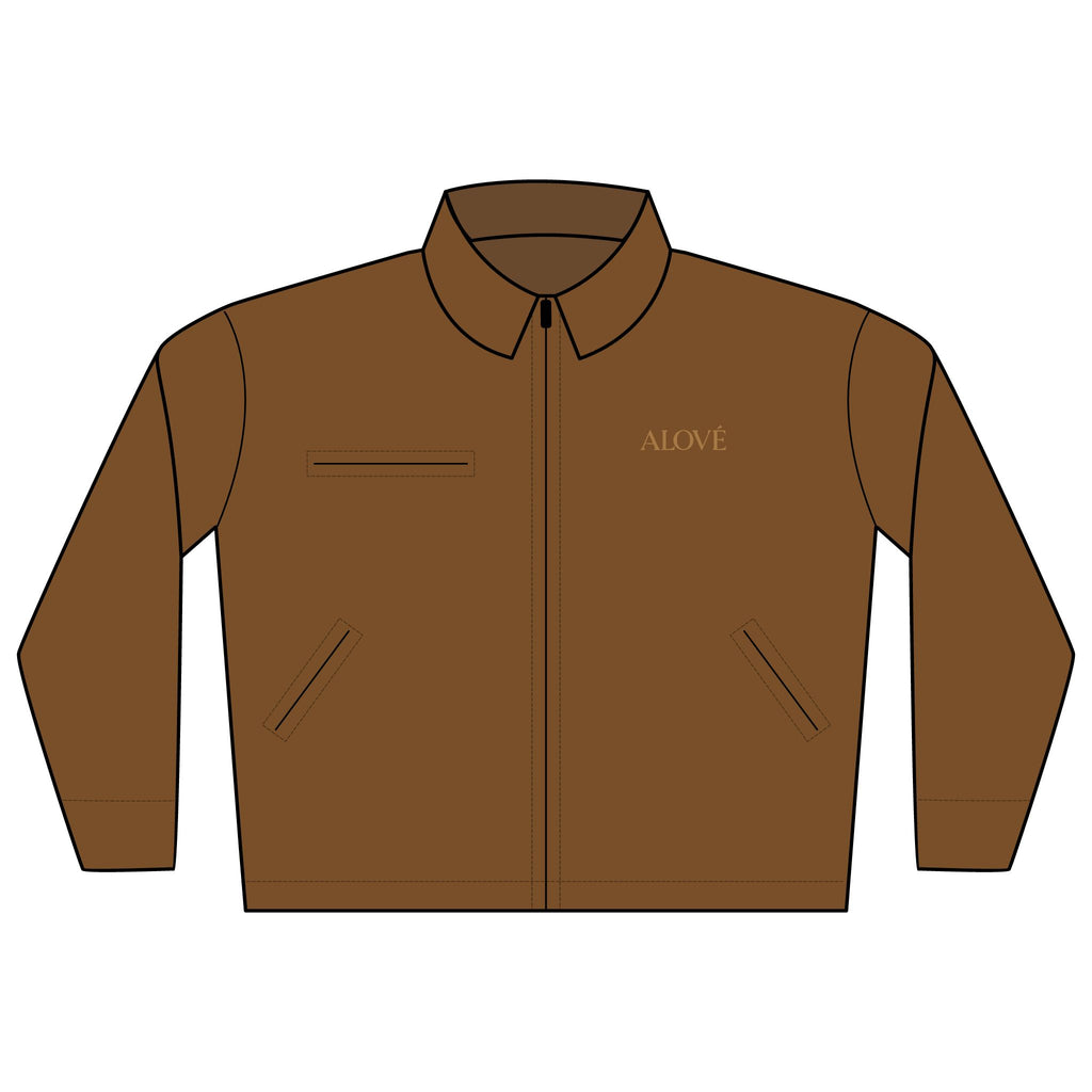 Embroidered Work Jacket — 'ALOVE' Chest Logo Duck Cloth Jacket