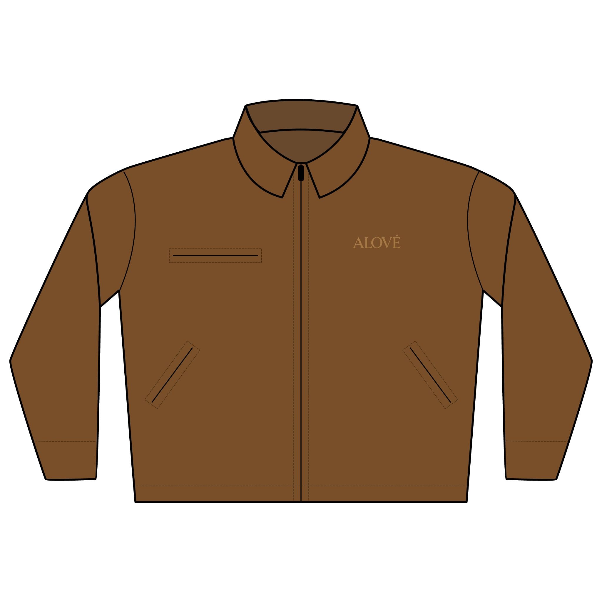 Embroidered Work Jacket — 'ALOVE' Chest Logo Duck Cloth Jacket