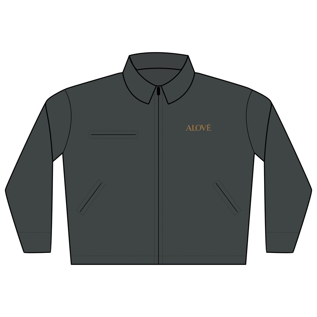 Embroidered Work Jacket — 'ALOVE' Chest Logo Duck Cloth Jacket
